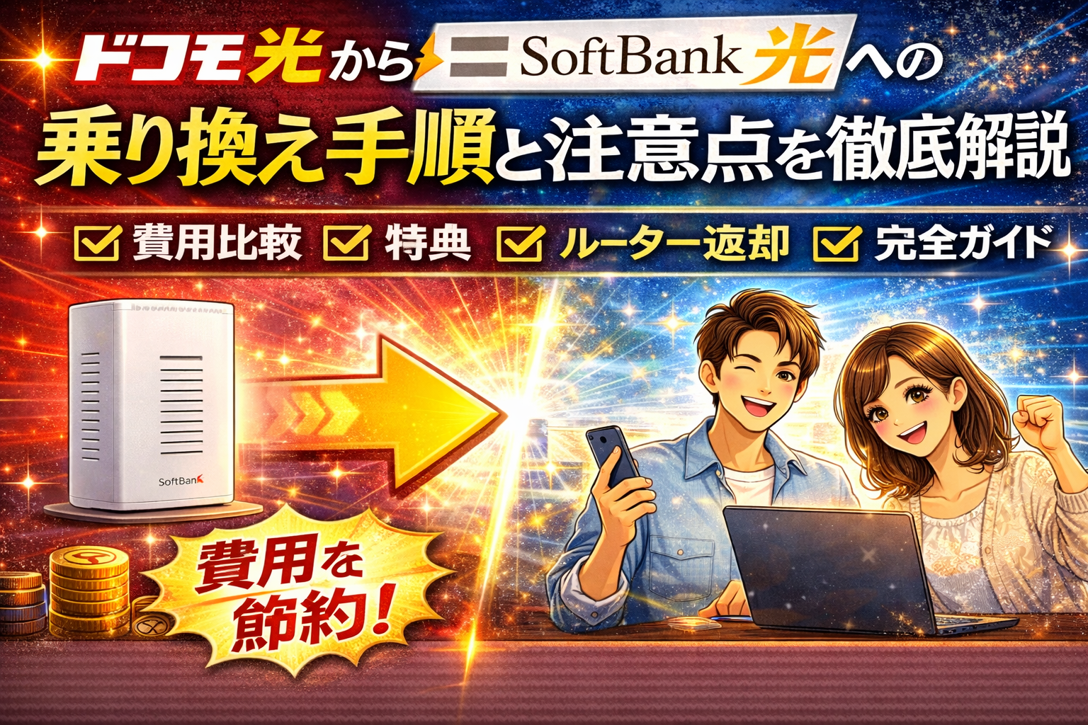 ドコモ光からソフトバンク光への乗り換え手順と注意点を徹底解説｜費用比較や特典・ルーター返却まで完全ガイド