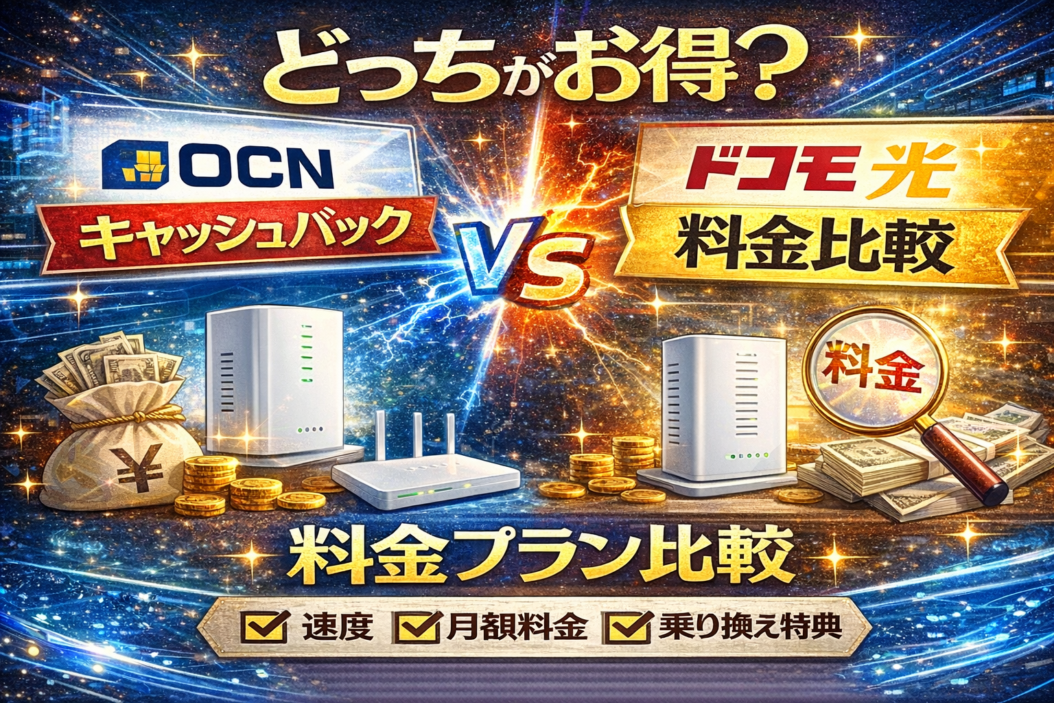 ocnとドコモ光の料金プランとキャッシュバック最新特典比較ガイド